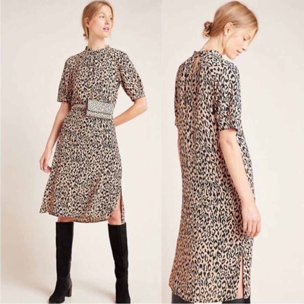 Anthropologie McKenzie Cheetah Print Midi Dress